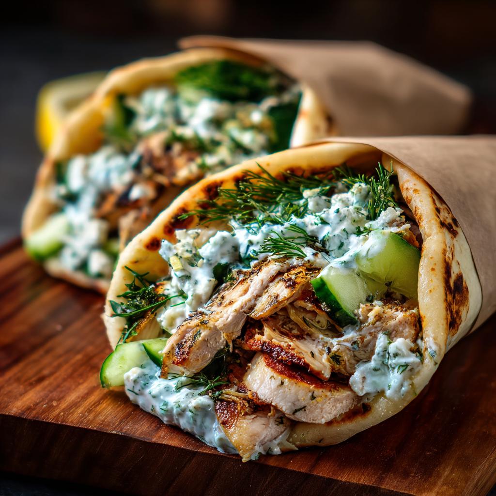 Greckie Gyros z Kurczaka z Kremowym Tzatziki z Fety
