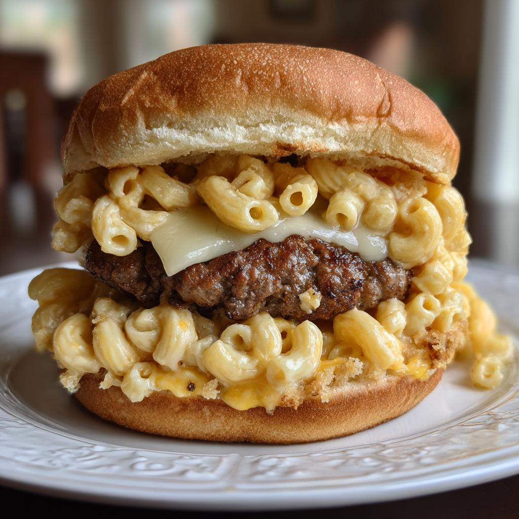 Burger Wołowy z Makaronem i Serem