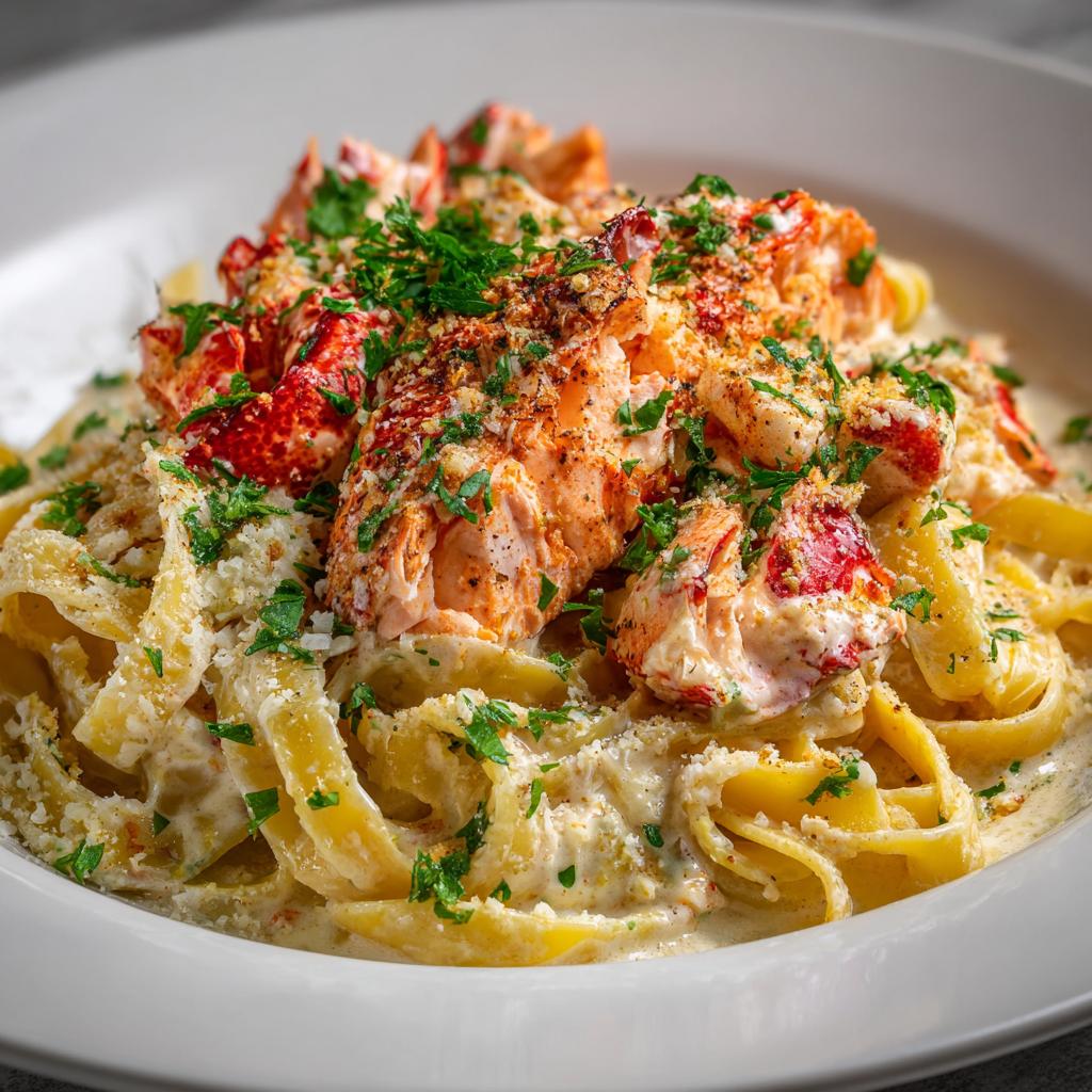 Cajun Lobster, Crab and Salmon Alfredo