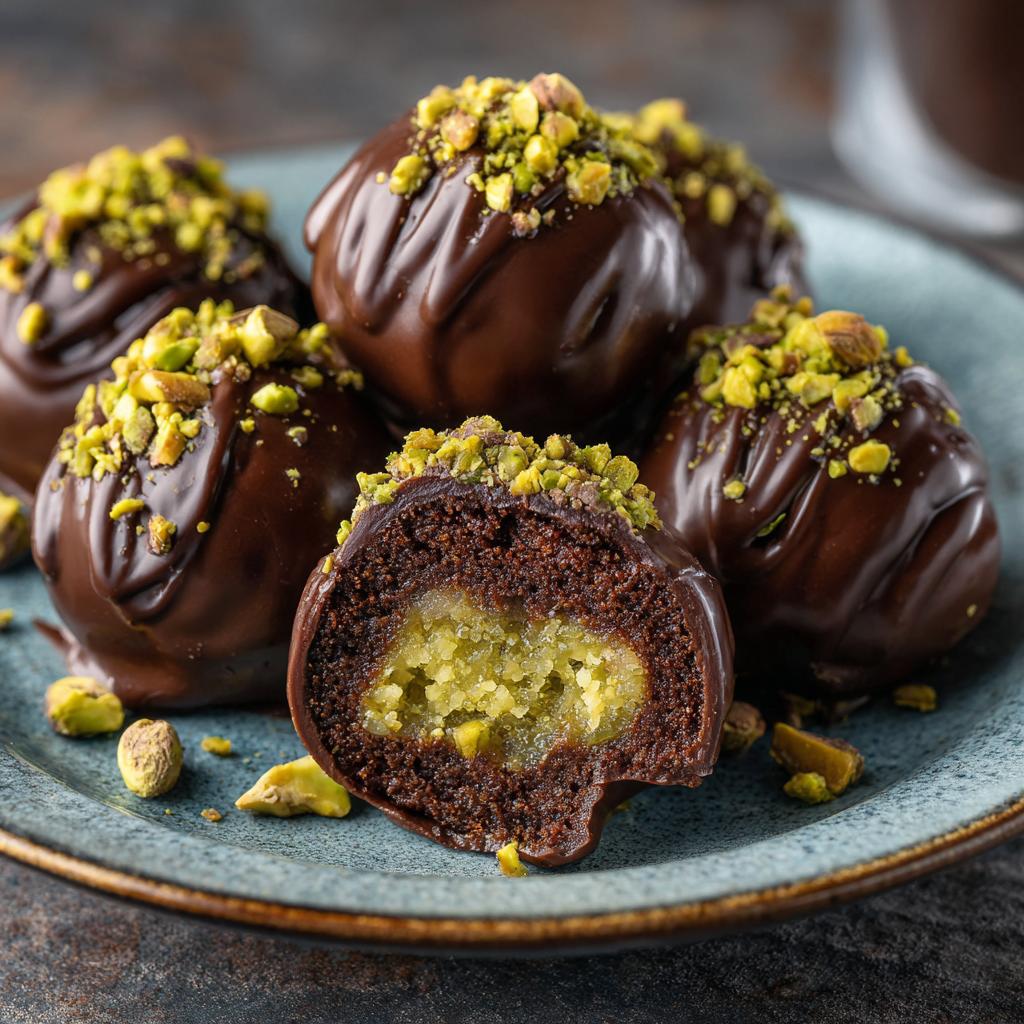 Czekoladowe Kulki z Farszem Kunefe i Pistacjami