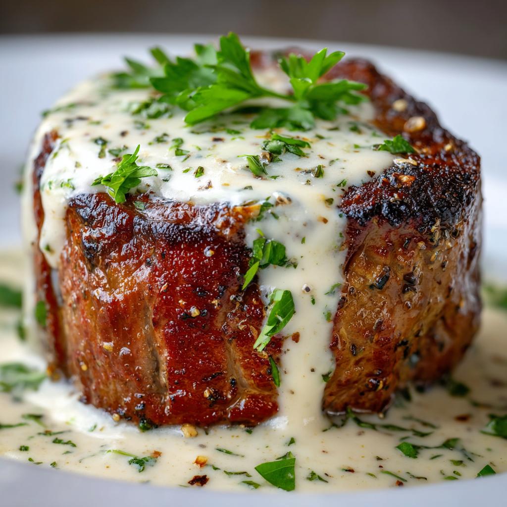 Filet Mignon w Kremowym Sosie Musztardowo-Parmezanowym