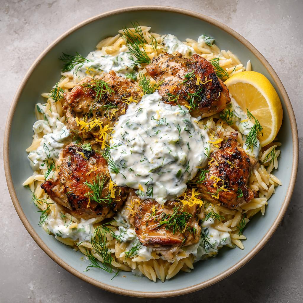 Greckie Kurczaki z Orzo i Tzatziki