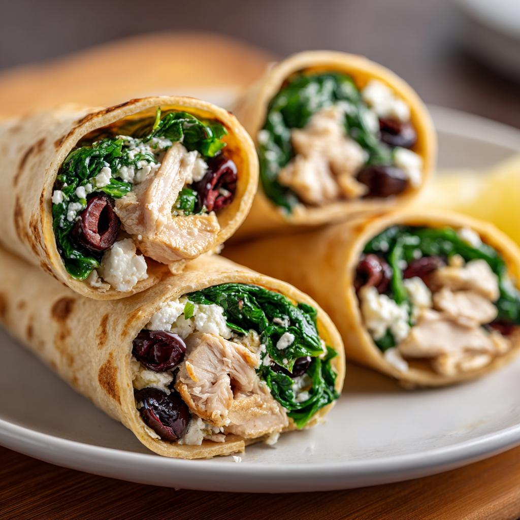 Greckie Wrapy z Kurczakiem, Szpinakiem, Oliwkami i Fetą - detail 1