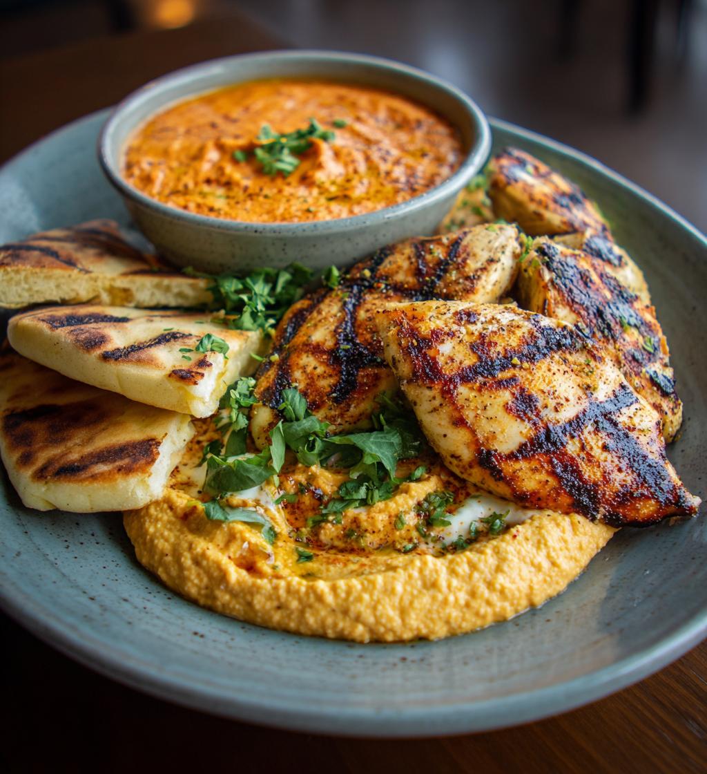 Grillowany Kurczak z Hummusem z Pieczonej Papryki i Pitą - detail 1