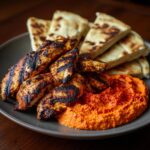 Grillowany Kurczak z Hummusem z Pieczonej Papryki i Pitą