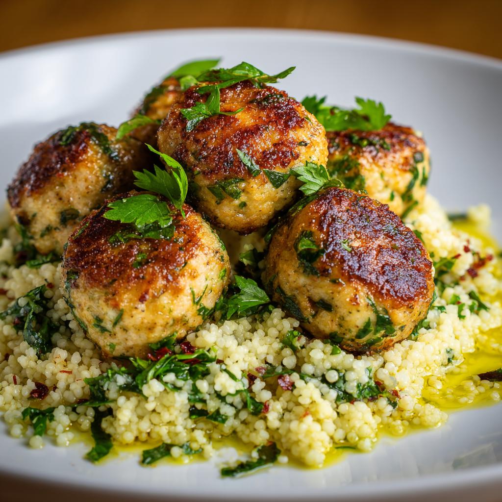 Klopsiki z Kurczaka z Ziołami z Kaszą Kuskus