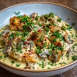 Kremowy Kurczak z Grzybami i Sosem Musztardowym