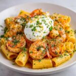 Krewetki w Maśle Czosnkowym z Rigatoni i Burratą