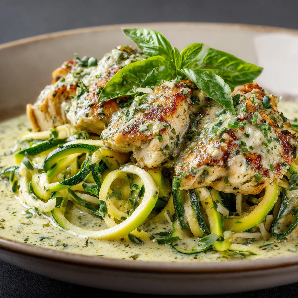 Kurczak w Kremowym Sosie Pesto z Makaronem Zucchini