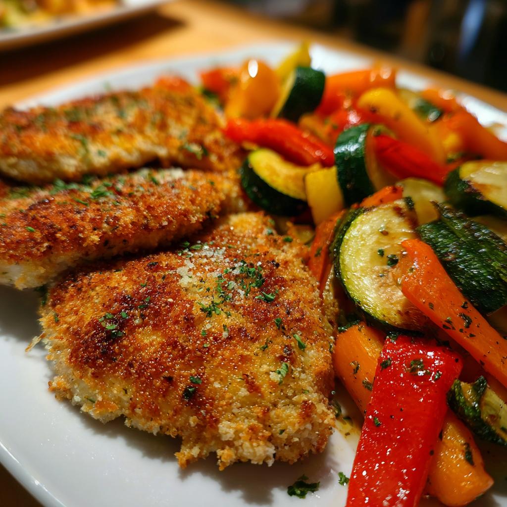 Kurczak w panierce parmeńskiej z pieczonymi warzywami - detail 1