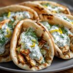 Pita z Kurczakiem Czosnkowym i Sosem Jogurtowym z Koprem