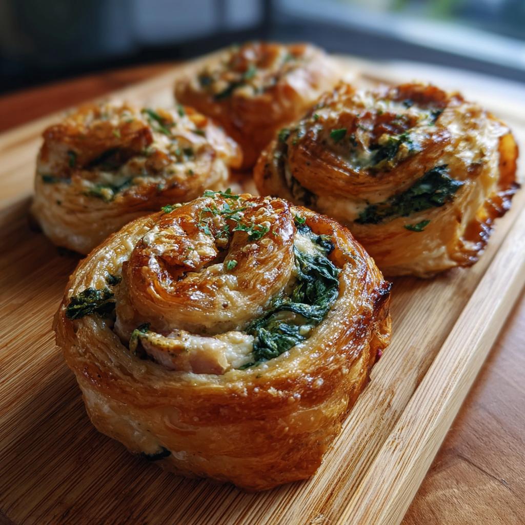 Roladki z ciasta francuskiego z kurczakiem