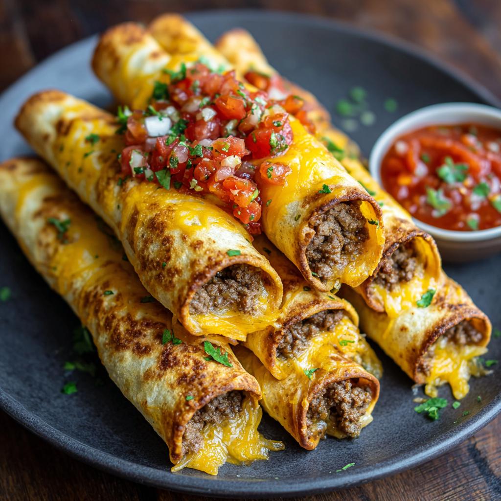 Taquitos z serem i wołowiną
