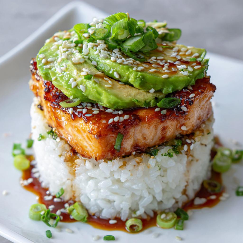 Łosoś Teriyaki z Awokado i Stosem Ryżu - detail 1