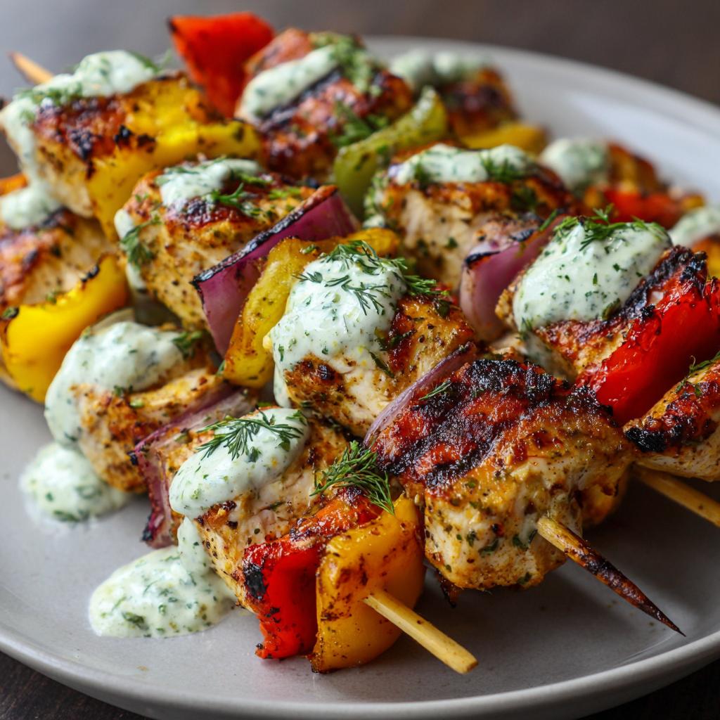Śródziemnomorskie Szaszłyki z Kurczaka z Sosem Ogórkowym