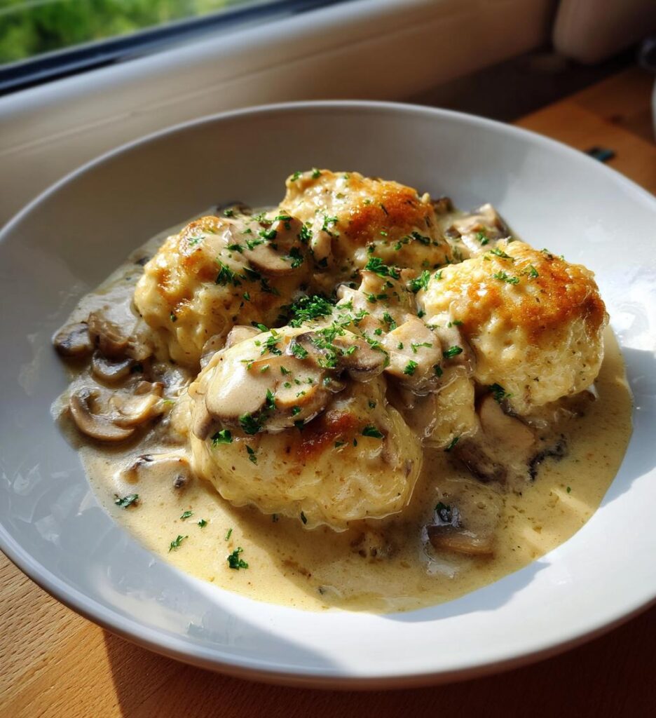 Kopytka z sosem grzybowym