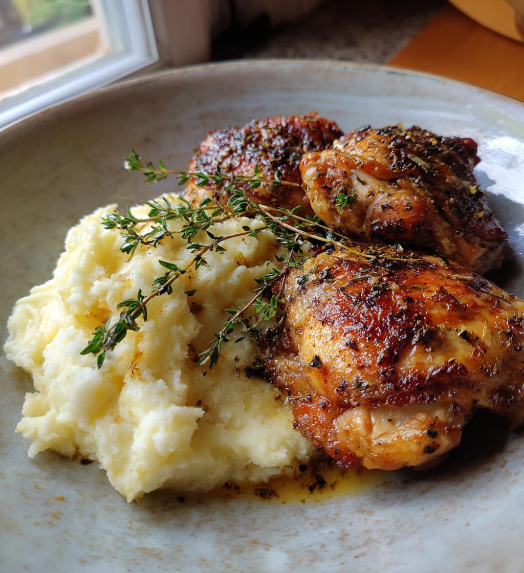 Kremer udka kurczaka z czosnkowym puree ziemniaczanym