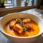 Zupa dyniowa z parmezanowymi grzankami