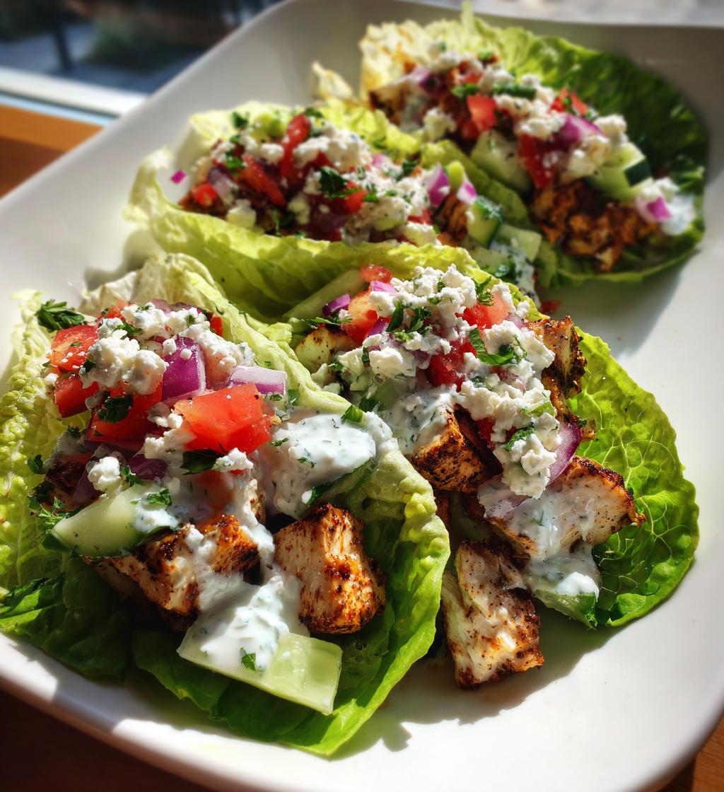 greckie chicken lettuce wraps z feta sos