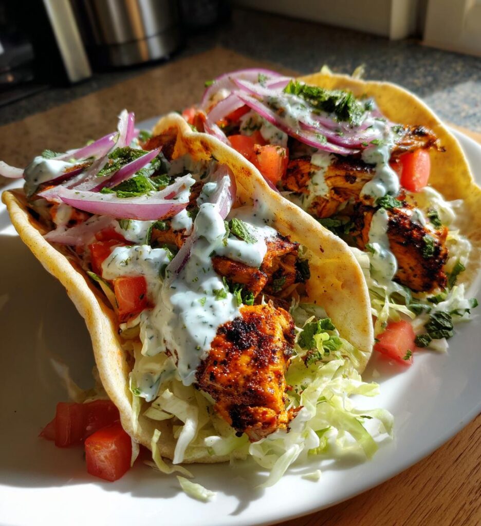 grillowane chicken gyros tacos z jogurtem mietowym