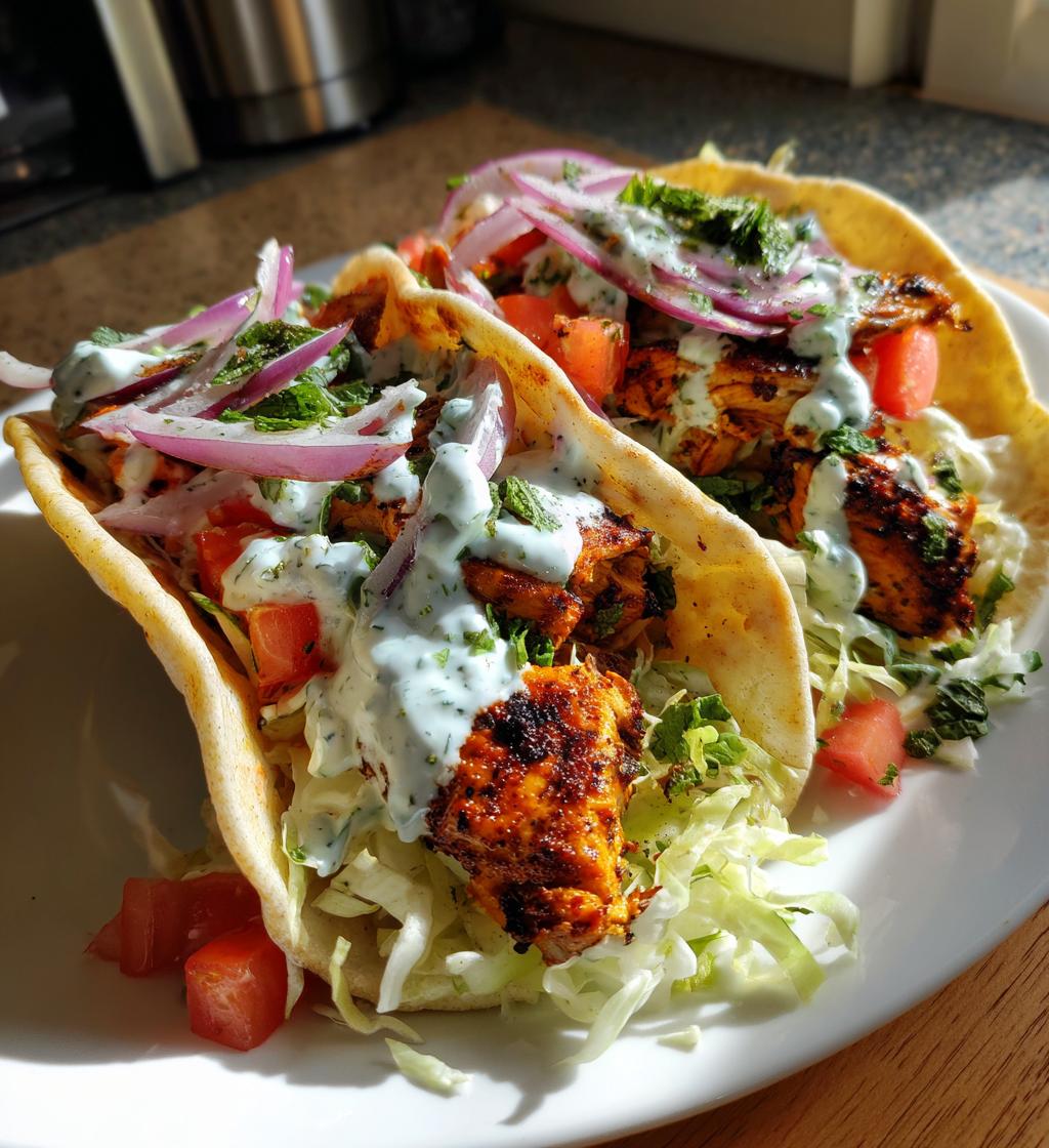 grillowane chicken gyros tacos z jogurtem mietowym