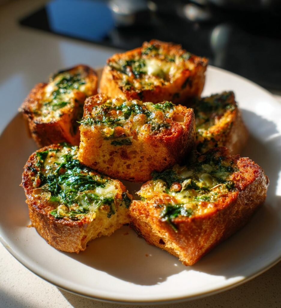 kroketki z tostowanego chleba ze szpinakiem i czosnkiem to pyszna przekaska