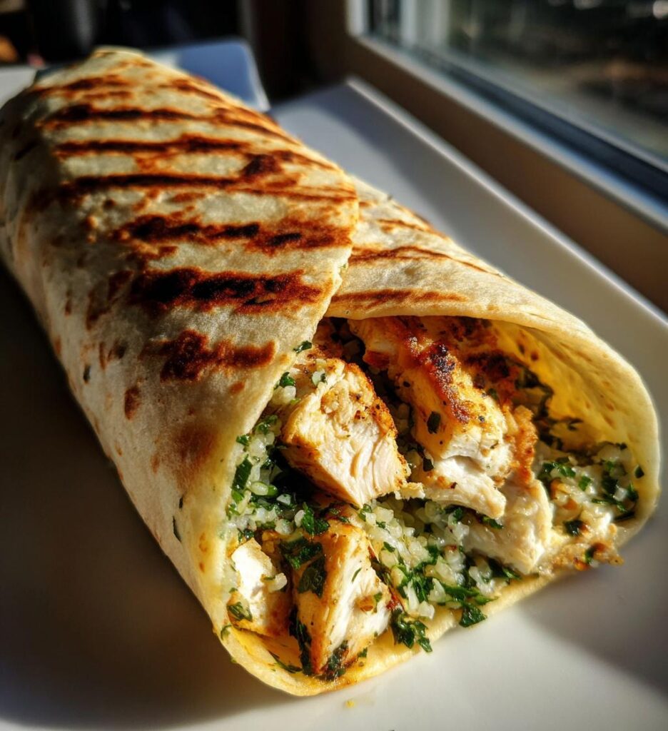 lemon oregano chicken wraps z tabbouleh