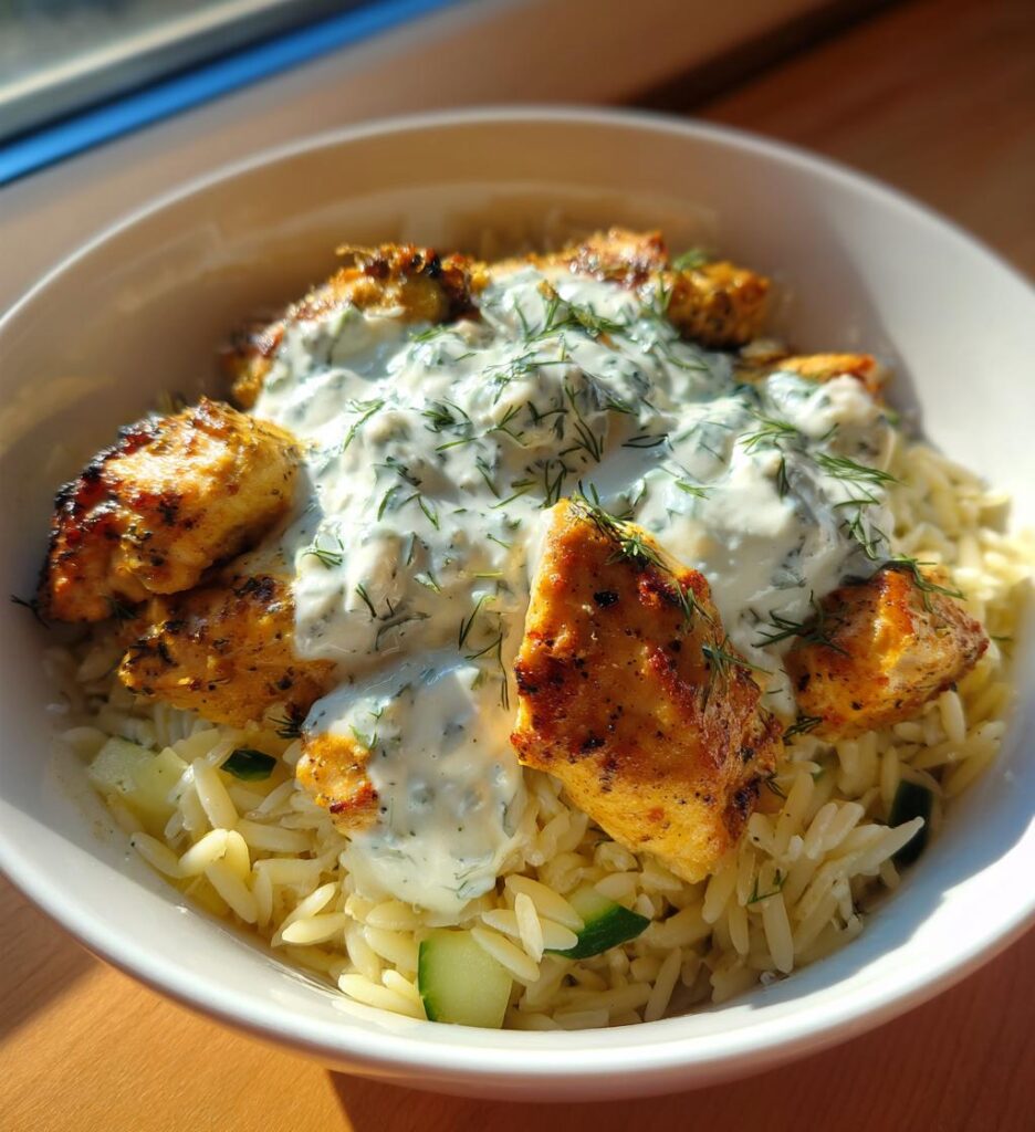 miski z kurczakiem po grecku z orzo i tzatziki to uczta