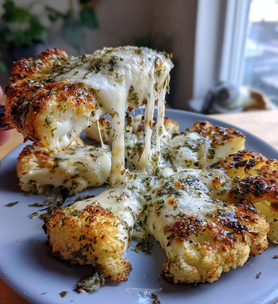 pieczone steki z kalafiora z mozzarella na obiad