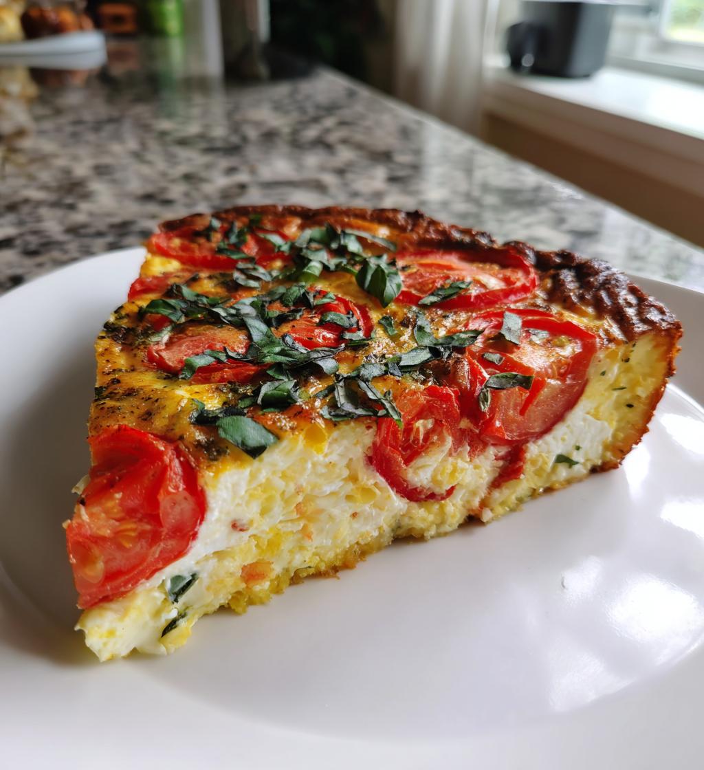 salatka z bezskorupkowym quiche caprese