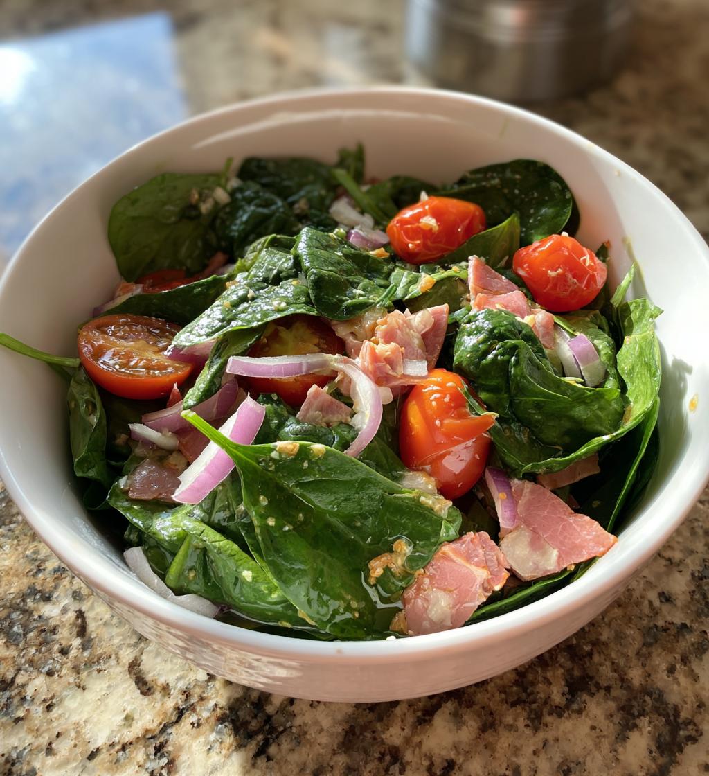 salatka z quiche z szynka i szpinakiem