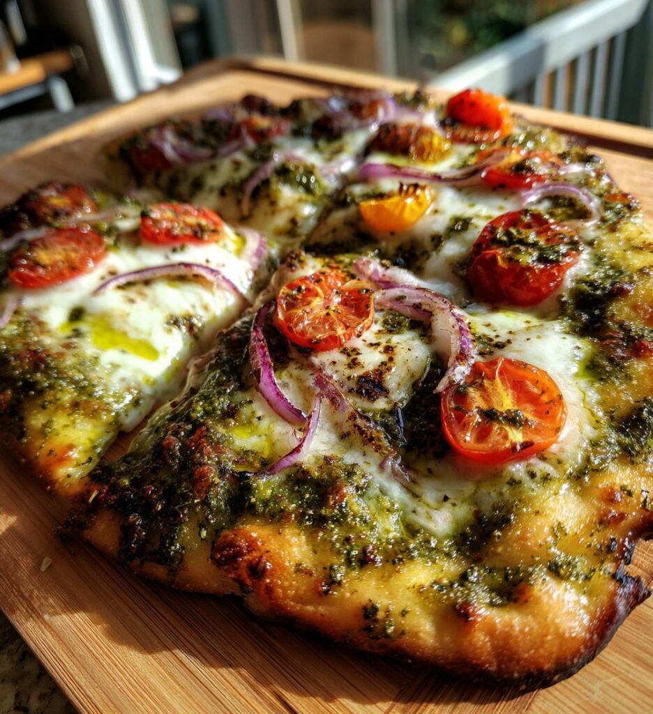 basil pesto pizza