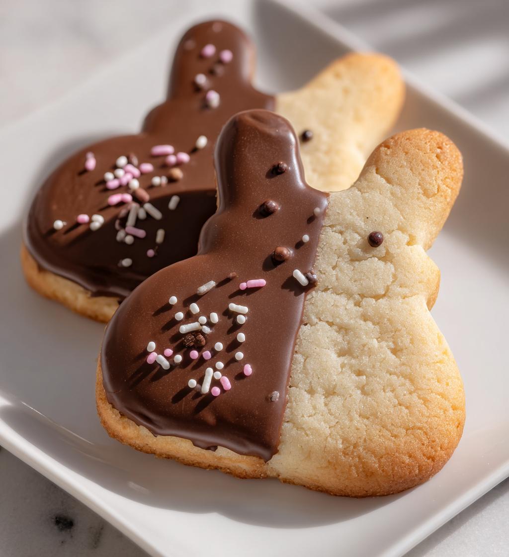 chocolate dipped easter bunny sugar cookies